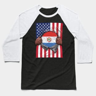 Paraguay Flag American Flag Ripped - Gift for Paraguayan From Paraguay Baseball T-Shirt